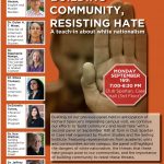 Upcoming event on Sept. 16th, 2019: Building Community, Resisting Hate